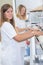 Two women working in laundry