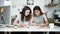 Two women working together at an architect office