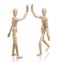 Two wooden dummy greet