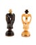 Two wooden king chess pawns