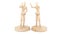 Two wooden puppets, greet and speak. 3D rendering