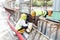 Two workers fitting wooden mould onto rebar at construction site