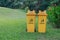 Two yellow bins