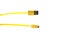Two yellow connectors of micro USB cable on white isolated background. Horizontal frame