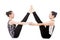 Two Yogi female partners in Balancing Stick yoga Pose