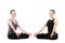 Two Yogi female partners in yoga Lotus Pose