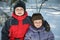 Two Young Boys Playing in Snow