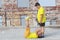 two young boys in yellow T-shirts are training. Training of abdominal muscles