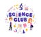 Two Young Characters With Science Club Equipment On White Background. Male And Female Teens Wearing White Coats And