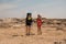 Two young female travellers in the hills