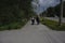 Two young girl walking together .two happy dressy girls running on spring walk, back view, friendship concept