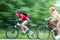 Two young girls on bicycle