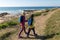 Two young girls exploring Spanish coastline