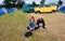 Two young girls have rest on the music festival