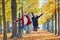 Two young girls on a sunny fall day