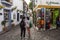 Two young girls take photo in the Romero street, jewish quarter