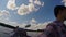 Two young males paddling canoe, action camera, gopro, slowmotion