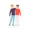 Two Young Men Hugging, Happy Meeting, People Celebrating Event, Best Friends, Friendship Concept Vector Illustration