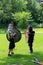 Two young men in medieval costume,Congress Park,Saratoga,New York,2015