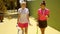 Two young woman friends at the tennis club