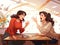 Two young women are arguing furiously. A woman\\\'s quarrel. Generated by AI