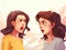 Two young women are arguing furiously. A woman\\\'s quarrel. Generated by AI