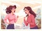 Two young women are arguing furiously. A woman\\\'s quarrel. Generated by AI