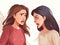 Two young women are arguing furiously. A woman\\\'s quarrel. Generated by AI