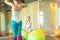 Two young women Prepare for training gymnastics