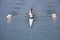 Two young women rowing