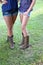 Two Young women\'s legs and shorts