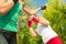 Two young women sparring