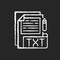 TXT file chalk white icon on black background