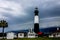 Tybee island beach lighthouse with thunder and lightning