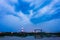 Tybee island beach lighthouse with thunder and lightning