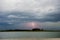 Tybee island beach scenes during rain and thunder storm