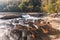 Tygart River cascades over rocks at Valley Falls S