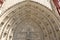 the tympanum shows the Coronation of the Virgin portal of the Marienkapelle in Wurzburg, Bavaria, Germany