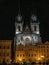 Tyn Church lighted at night, Old Town Square, Prague