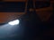 Tyndall effect from the Xenon (white) headlight of a car during night