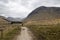 Tyndrum Scotland, April 2019. Hikers walking the West Highland Way near the village of Tyndrum.