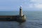 Tynemouth lighthouse in Great Britain, port entrance to Newcastle