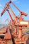 Type of cargo terminal and cranes, berths for transshipment of bulk cargo iron ore. Port Rizhao, China