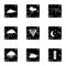 Type of weather icons set, grunge style