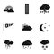 Type of weather icons set, simple style