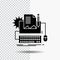 Type Writer, paper, computer, paper, keyboard Glyph Icon on Transparent Background. Black Icon