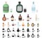 Types of alcohol cartoon, black icons in set collection for design. Alcohol in bottles vector symbol stock web