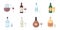 Types of alcohol icons in set collection for design. Alcohol in bottles vector symbol stock web illustration.