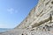 Types of the Black Sea. The outskirts of Anapa. Mountains and rocks, pebble beach.