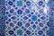 Types of ceramic tiles with Arabic ornament. Blue floral pattern. Turkish ceramics